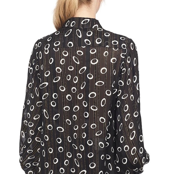 SALONI Joana Silk Printed Metallic-Stripe Shirt - Picture 5 of 8